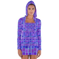 Background Mosaic Purple Blue Long Sleeve Hooded T-shirt by Celenk