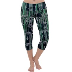 Printed Circuit Board Circuits Capri Yoga Leggings by Celenk