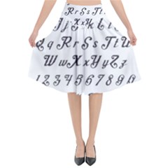 Font Lettering Alphabet Writing Flared Midi Skirt by Celenk