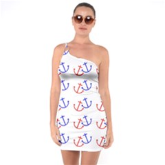 Anchors Nautical Backdrop Sea Nautical One Soulder Bodycon Dress by Celenk