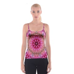 Flower Mandala Art Pink Abstract Spaghetti Strap Top by Celenk