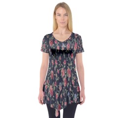 Pattern Flowers Pattern Flowers Short Sleeve Tunic  by Celenk