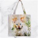 Cat Animal Art Abstract Watercolor Zipper Grocery Tote Bag View1