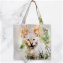 Cat Animal Art Abstract Watercolor Zipper Grocery Tote Bag View2