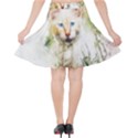 Cat Animal Art Abstract Watercolor Velvet High Waist Skirt View2