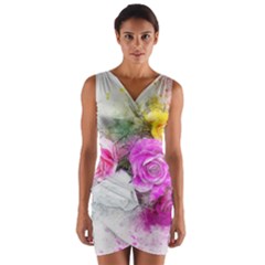 Flowers Bouquet Art Abstract Wrap Front Bodycon Dress by Celenk