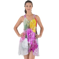 Flowers Bouquet Art Abstract Show Some Back Chiffon Dress by Celenk