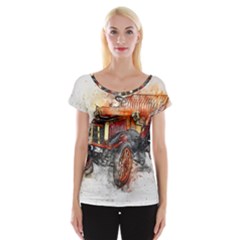 Car Old Car Art Abstract Cap Sleeve Tops by Celenk