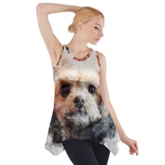 Dog Animal Pet Art Abstract Side Drop Tank Tunic by Celenk