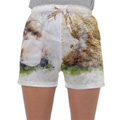 Bear Baby Sitting Art Abstract Sleepwear Shorts by Celenk