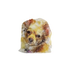 Dog Animal Art Abstract Watercolor Drawstring Pouches (small)  by Celenk