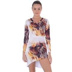 Dog Animal Pet Art Abstract Asymmetric Cut-out Shift Dress by Celenk