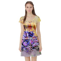 Fruit Plums Art Abstract Nature Short Sleeve Skater Dress by Celenk