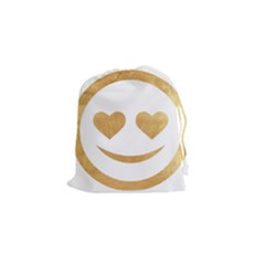 Gold Smiley Face Drawstring Pouches (small)  by NouveauDesign