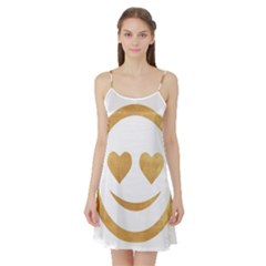 Gold Smiley Face Satin Night Slip by NouveauDesign