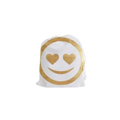 Gold Smiley Face Drawstring Pouches (xs)  by NouveauDesign