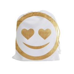 Gold Smiley Face Drawstring Pouches (extra Large) by NouveauDesign