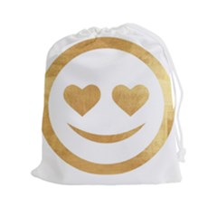 Gold Smiley Face Drawstring Pouches (xxl) by NouveauDesign