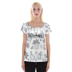 Set Chalk Out Scribble Collection Cap Sleeve Tops by Celenk