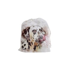 Dog Portrait Pet Art Abstract Drawstring Pouches (small)  by Celenk