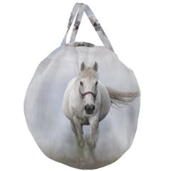 Horse Mammal White Horse Animal Giant Round Zipper Tote by Celenk