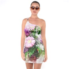 Flowers Roses Bouquet Art Nature One Soulder Bodycon Dress by Celenk