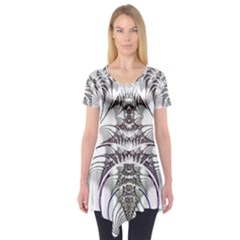 Fractal Delicate Intricate Short Sleeve Tunic  by Celenk