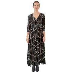 Design Art Pattern Decorative Button Up Boho Maxi Dress by Celenk