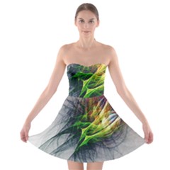 Fractal Art Paint Pattern Texture Strapless Bra Top Dress by Celenk