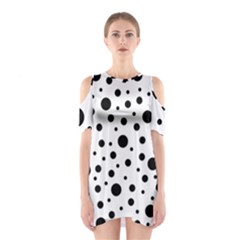 Black On White Polka Dot Pattern Shoulder Cutout One Piece by LoolyElzayat