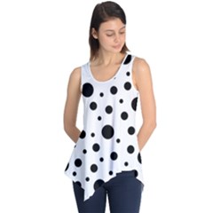 Black On White Polka Dot Pattern Sleeveless Tunic by LoolyElzayat