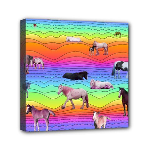 Horses In Rainbow Canvas Travel Bag by CosmicEsoteric