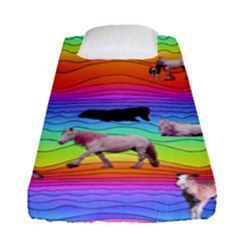 Horses In Rainbow Fitted Sheet (single Size) by CosmicEsoteric