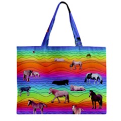 Horses In Rainbow Zipper Mini Tote Bag by CosmicEsoteric