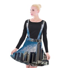 Skyscraper City Architecture Urban Suspender Skater Skirt by Celenk