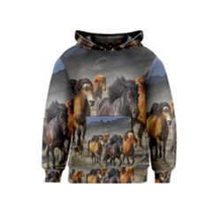 Horses Stampede Nature Running Kids  Pullover Hoodie by Celenk