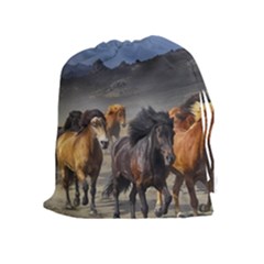 Horses Stampede Nature Running Drawstring Pouches (extra Large) by Celenk