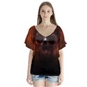 Skull Horror Halloween Death Dead V-Neck Flutter Sleeve Top View1