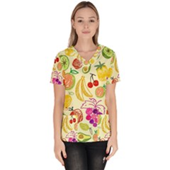 Cute Fruits Pattern Scrub Top by paulaoliveiradesign