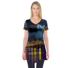 London Skyline England Landmark Short Sleeve Tunic  by Celenk