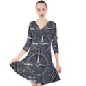 Time Machine Science Fiction Future Quarter Sleeve Front Wrap Dress	 View1