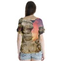 Rocks Landscape Sky Sunset Nature V-Neck Flutter Sleeve Top View2