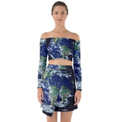 Earth Internet Globalisation Off Shoulder Top With Skirt Set by Celenk