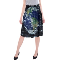 Earth Internet Globalisation Midi Beach Skirt by Celenk