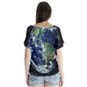 Earth Internet Globalisation V-Neck Flutter Sleeve Top View2