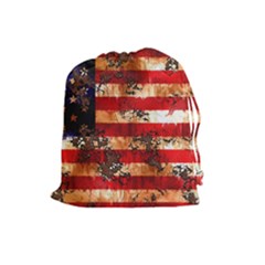 American Flag Usa Symbol National Drawstring Pouches (large)  by Celenk