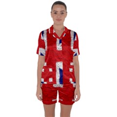 Union Jack Flag National Country Satin Short Sleeve Pyjamas Set by Celenk