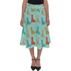 Blue Orange Boots Perfect Length Midi Skirt by snowwhitegirl