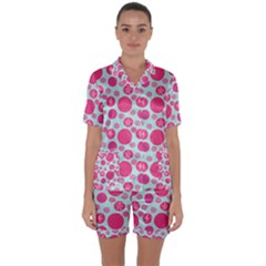 Blue Retro Dots Satin Short Sleeve Pyjamas Set by snowwhitegirl