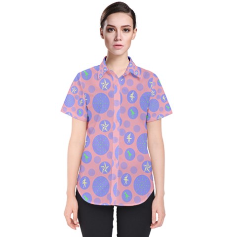 Pink Retro Dots Women s Short Sleeve Shirt by snowwhitegirl